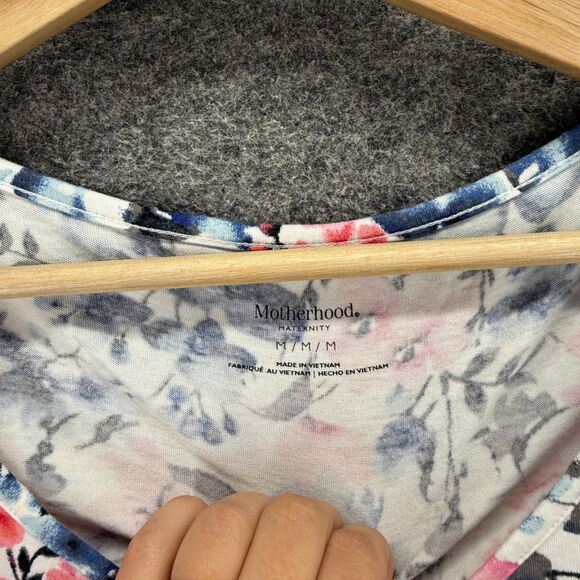 Motherhood Maternity T-Shirt Women M Medium White Floral Short Sleeve Casual - Picture 4 of 7